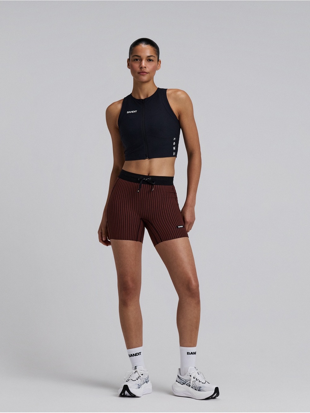 New Bandit striped cadence 5” compression shorts - black/mauve SOLD OUT
